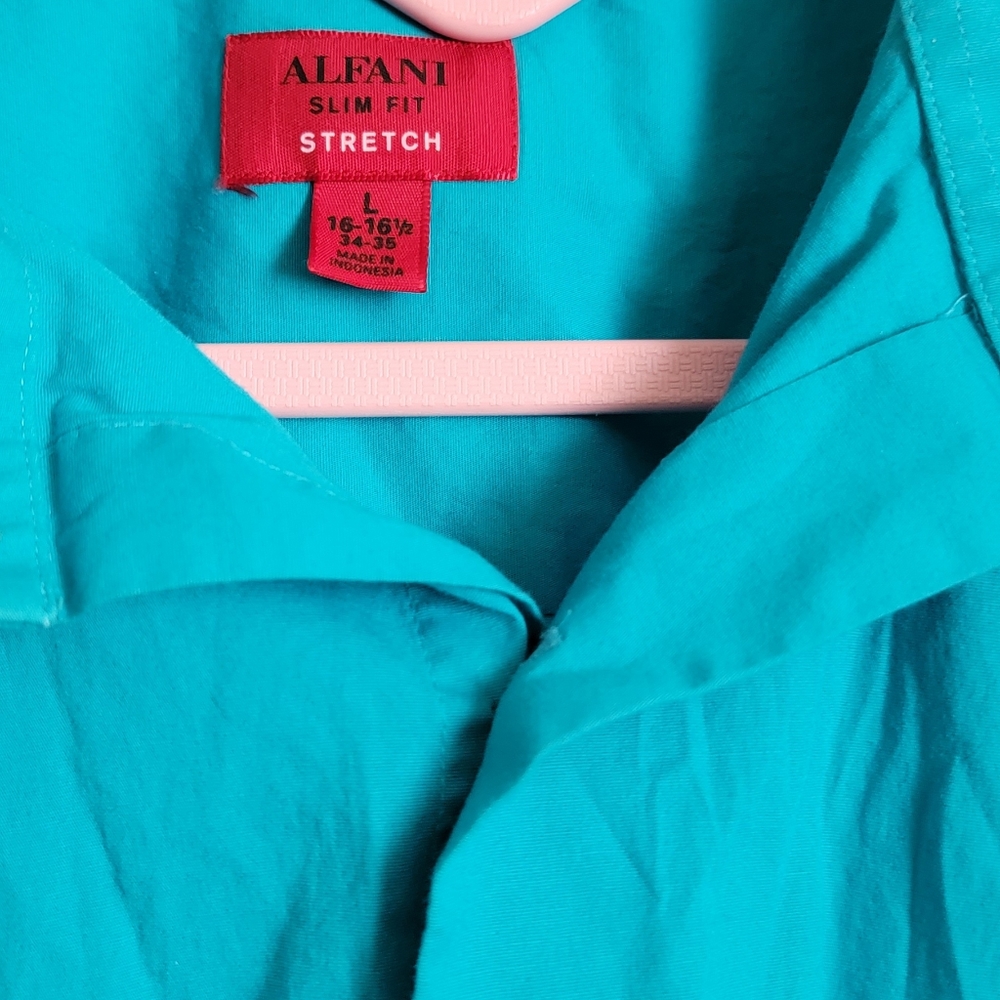 Alfani Dress Shirt, stretch slim fit, teal/turquoise - Picture 2 of 2